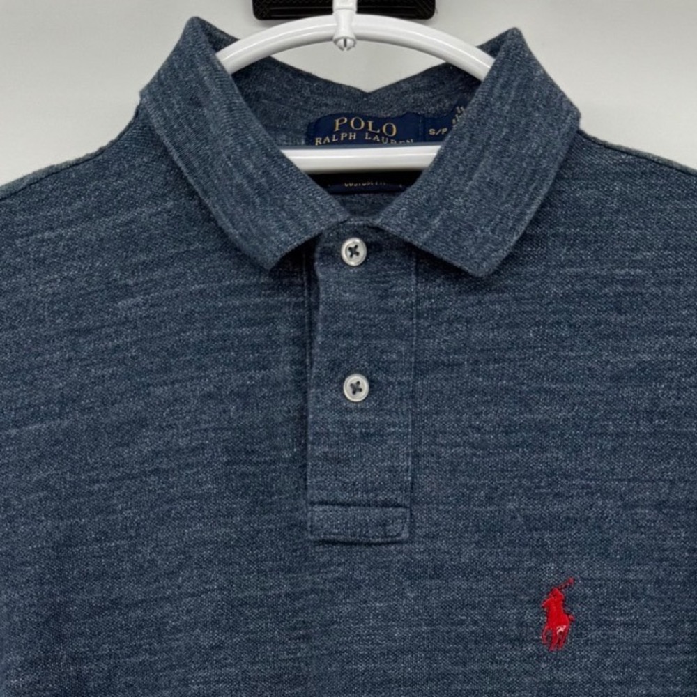 Polo Ralph Lauren Mens Custom Fit Polo Shirt Small Blue Heathered Short Sleeve